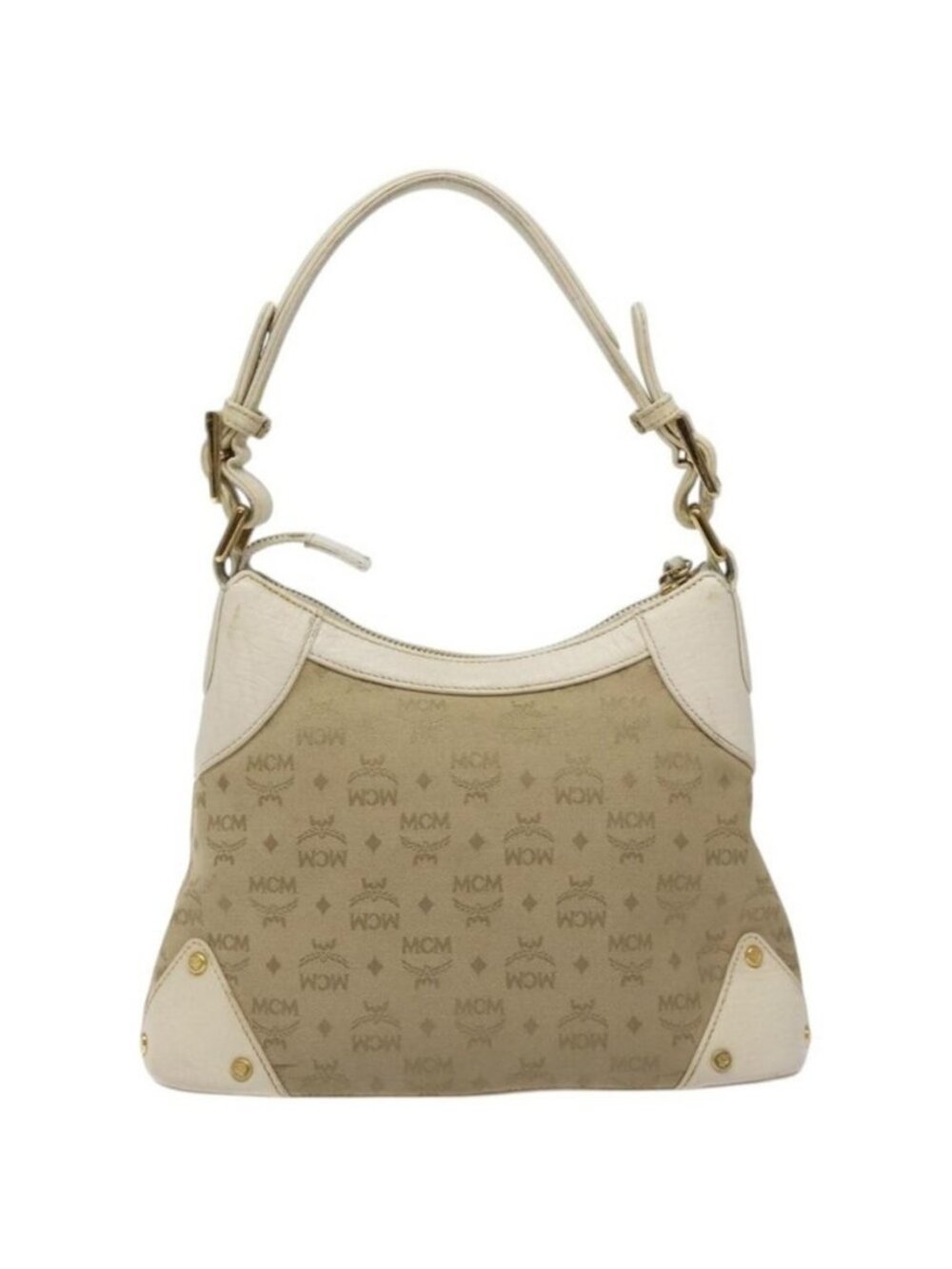 Authentic MCM Vicetos Logogram Shoulder Bag Canvas Beige Gold - Picture 16 of 16